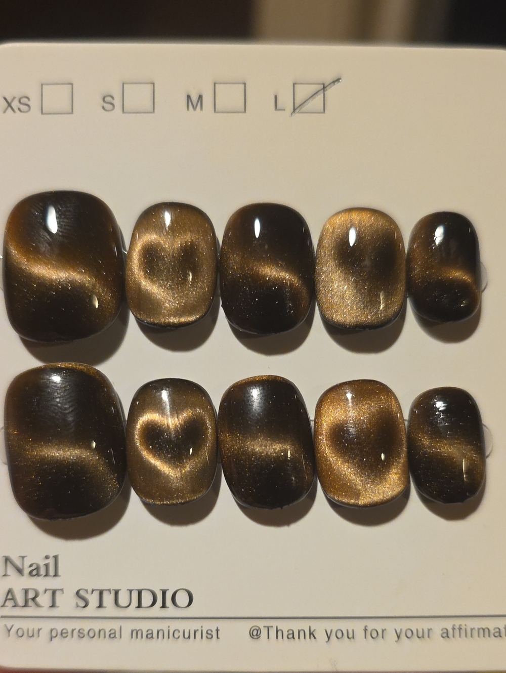 Gold and Black Cat Eye Press-On Nails - Size Large